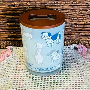 Human Society Dog Themed 16 Oz Candle In Glass Jar Wooden Lid Sugared Citrus